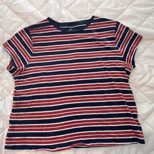 Aerie Navy, Red, and White Striped Top
